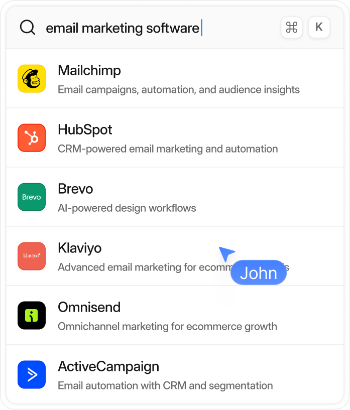 Search results listing email marketing software tools