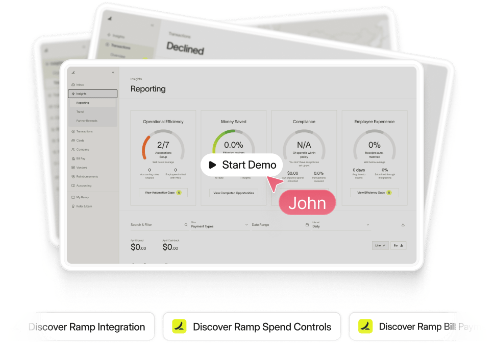 Stacked interactive product demo previews with a Start Demo button